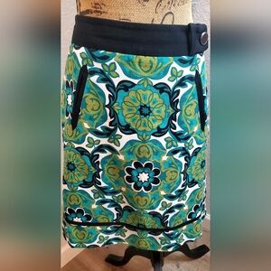 Ann Taylor Green and Blue Floral Pencil Skirt